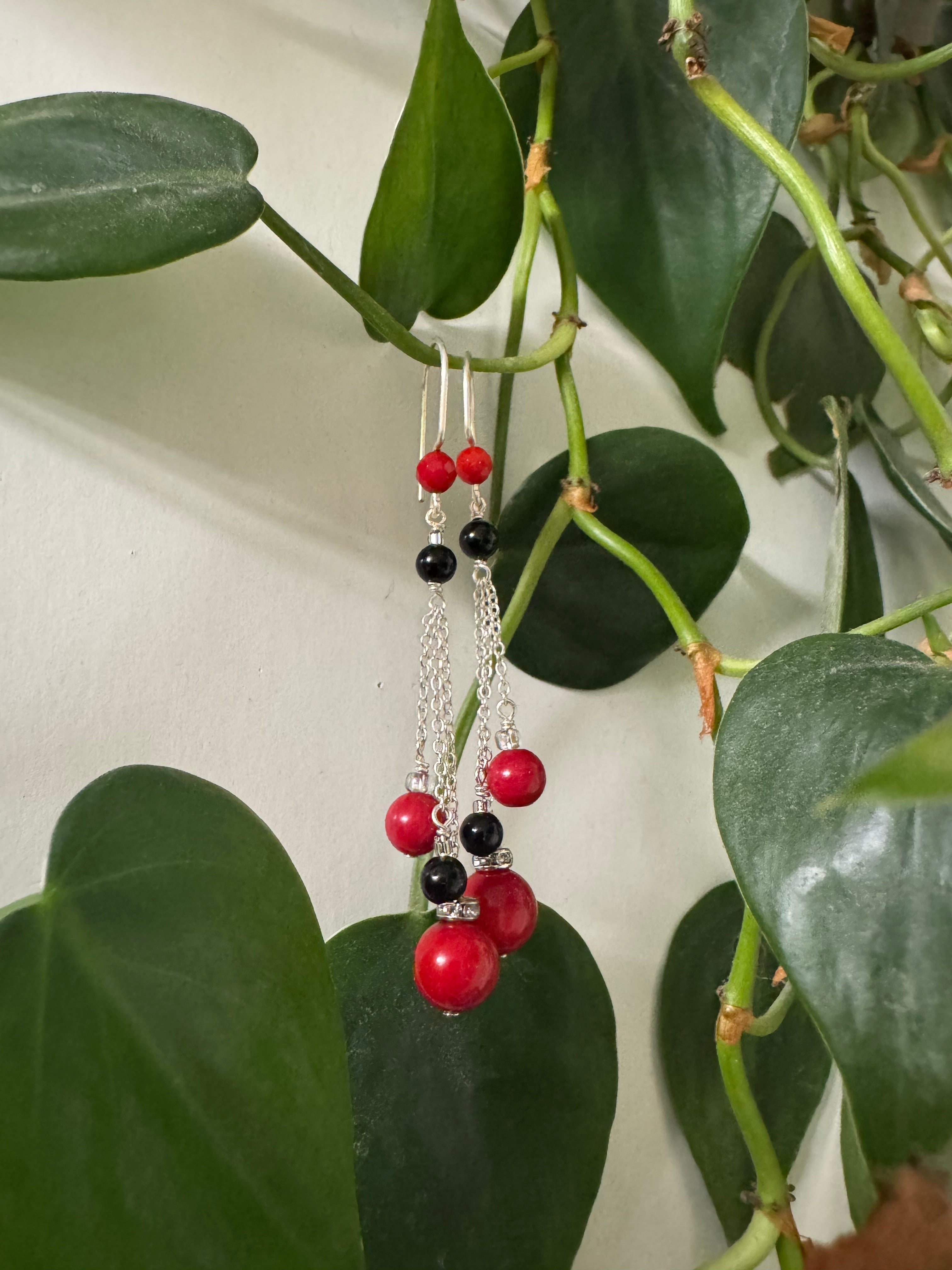 Ornament Cascade Earrings - Ember Veil