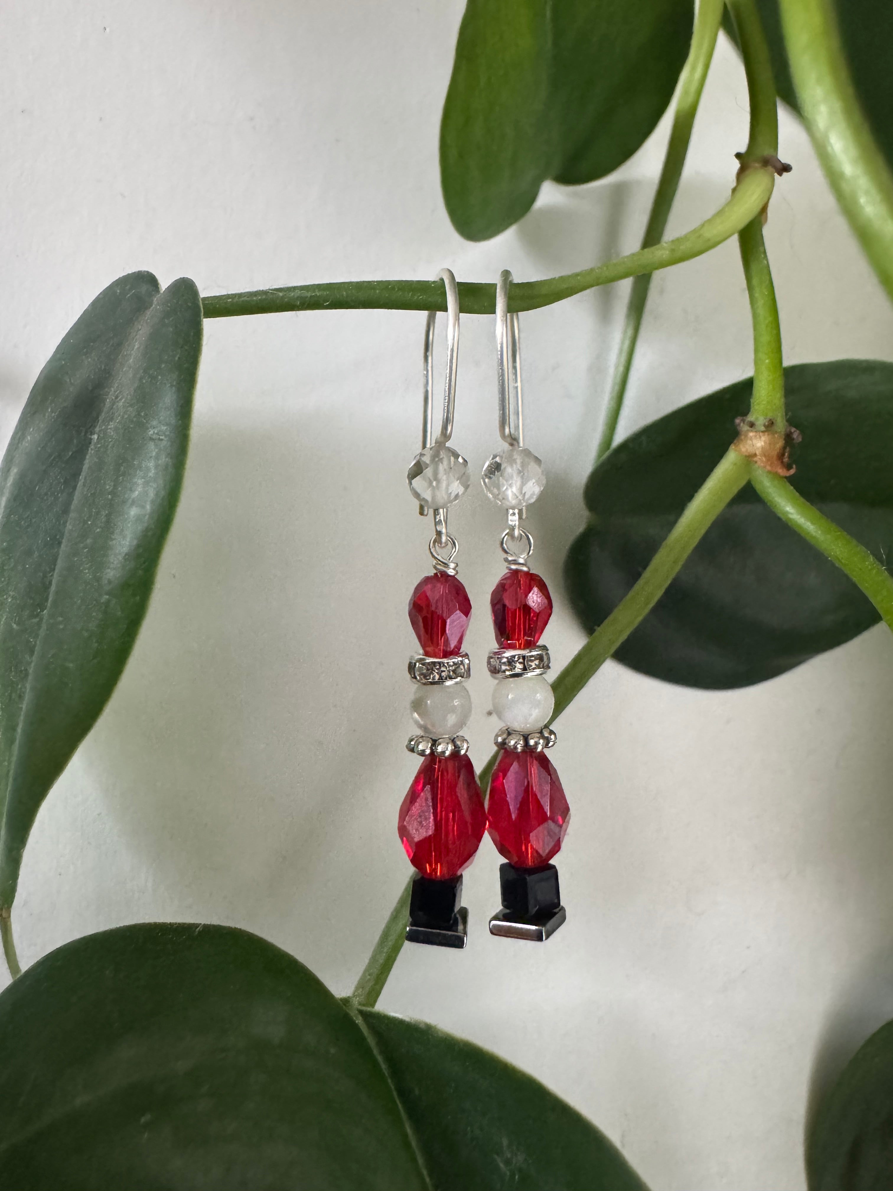 Twilight Sentinel Earrings - Crimson Guardian