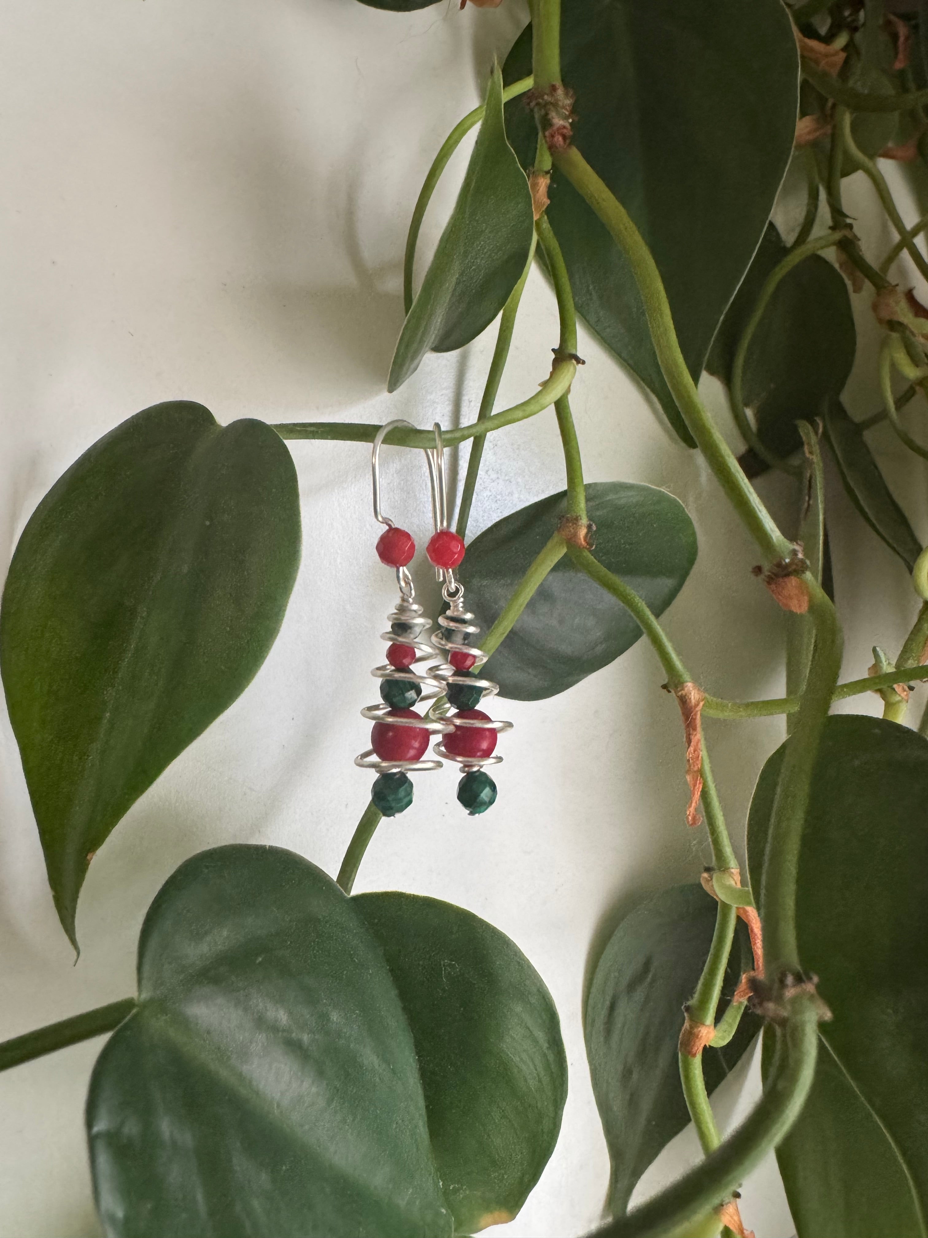 Verdant Spiral Earrings - Evergreen Ember