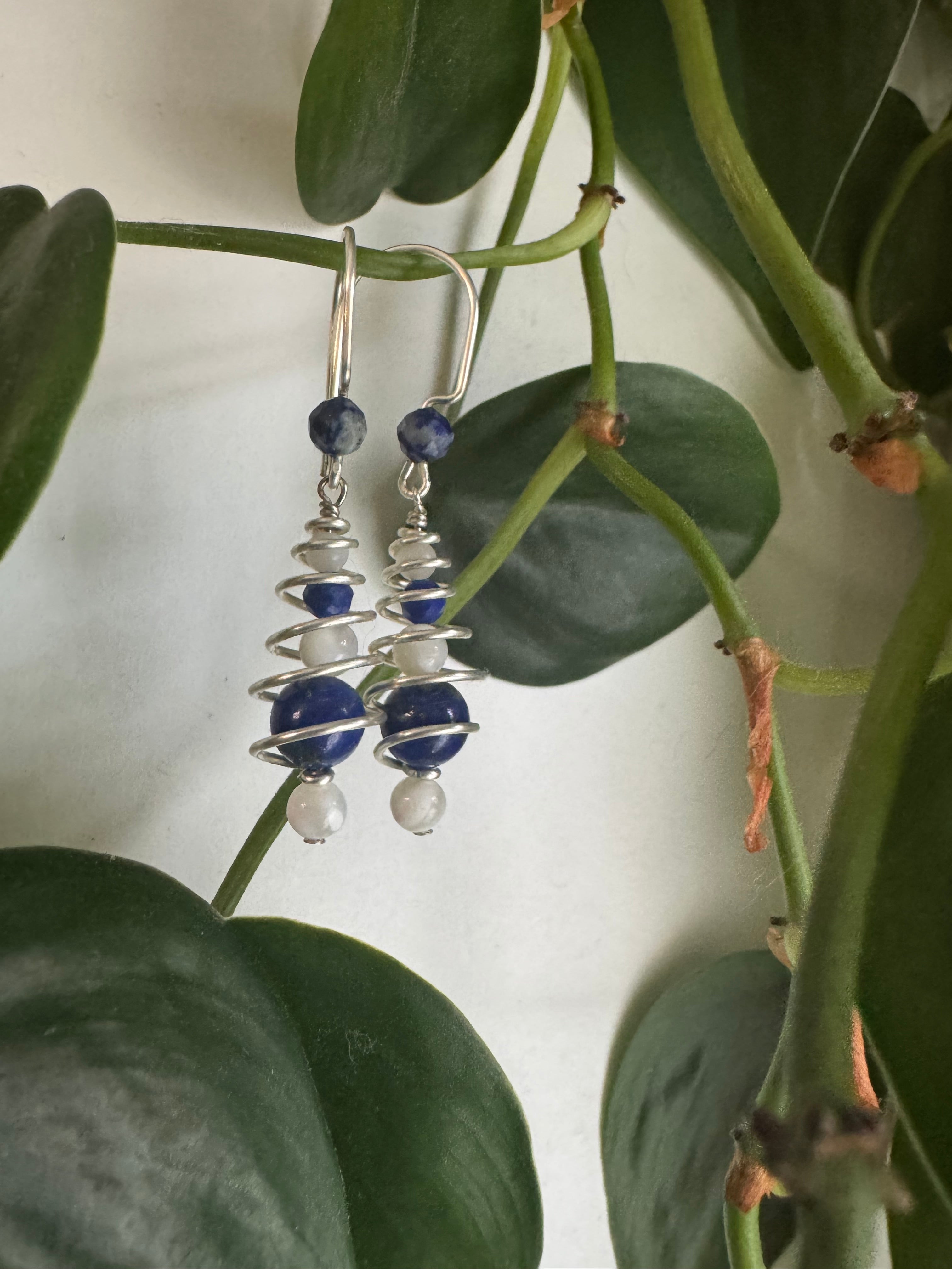 Verdant Spiral Earrings - Midnight Frost