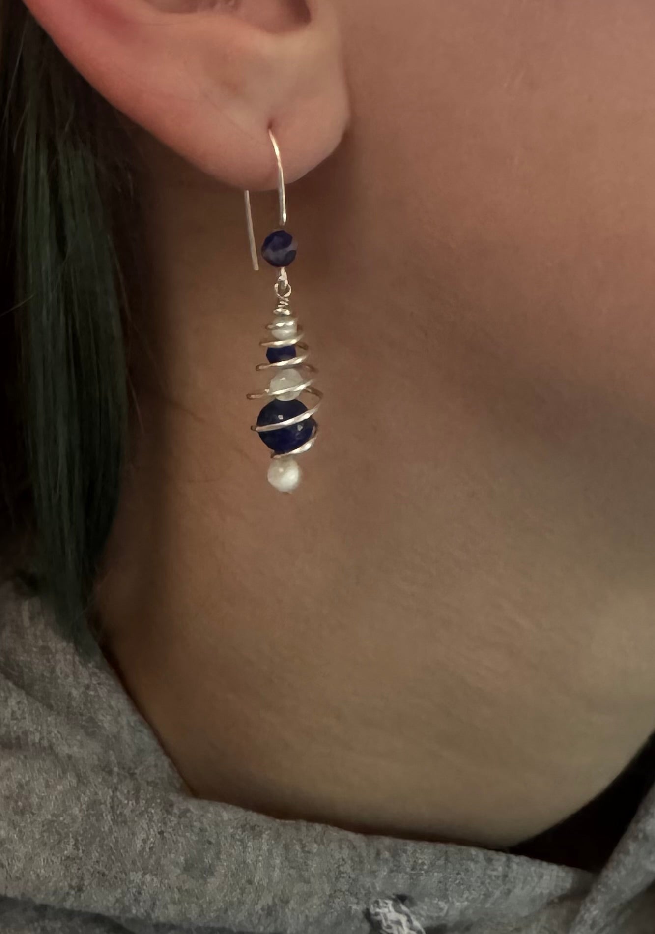 Verdant Spiral Earrings - Midnight Frost